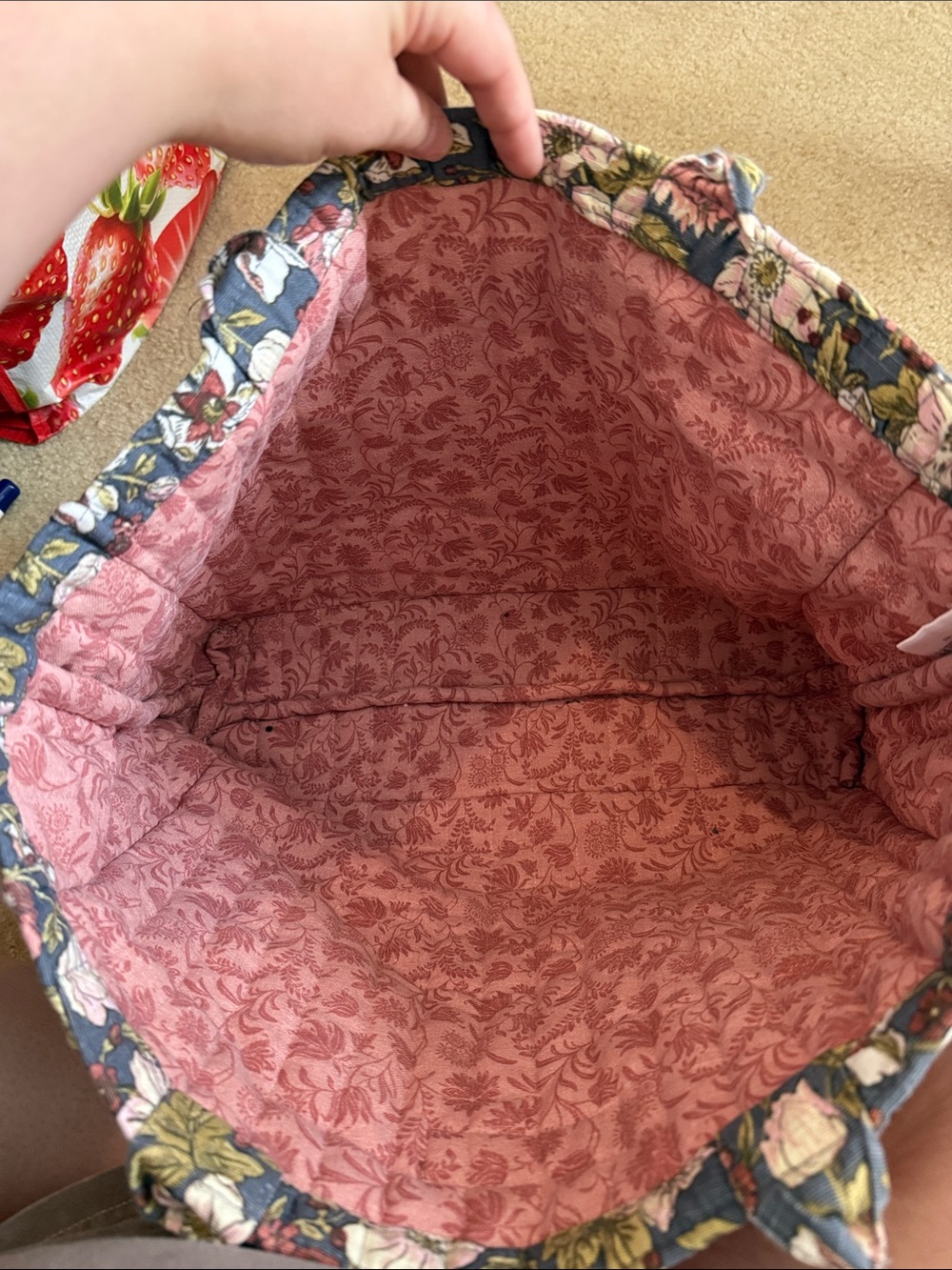 Laura Ashley Floral Quilted Tote in Blue, Pink and Green - Picture 3 of 4